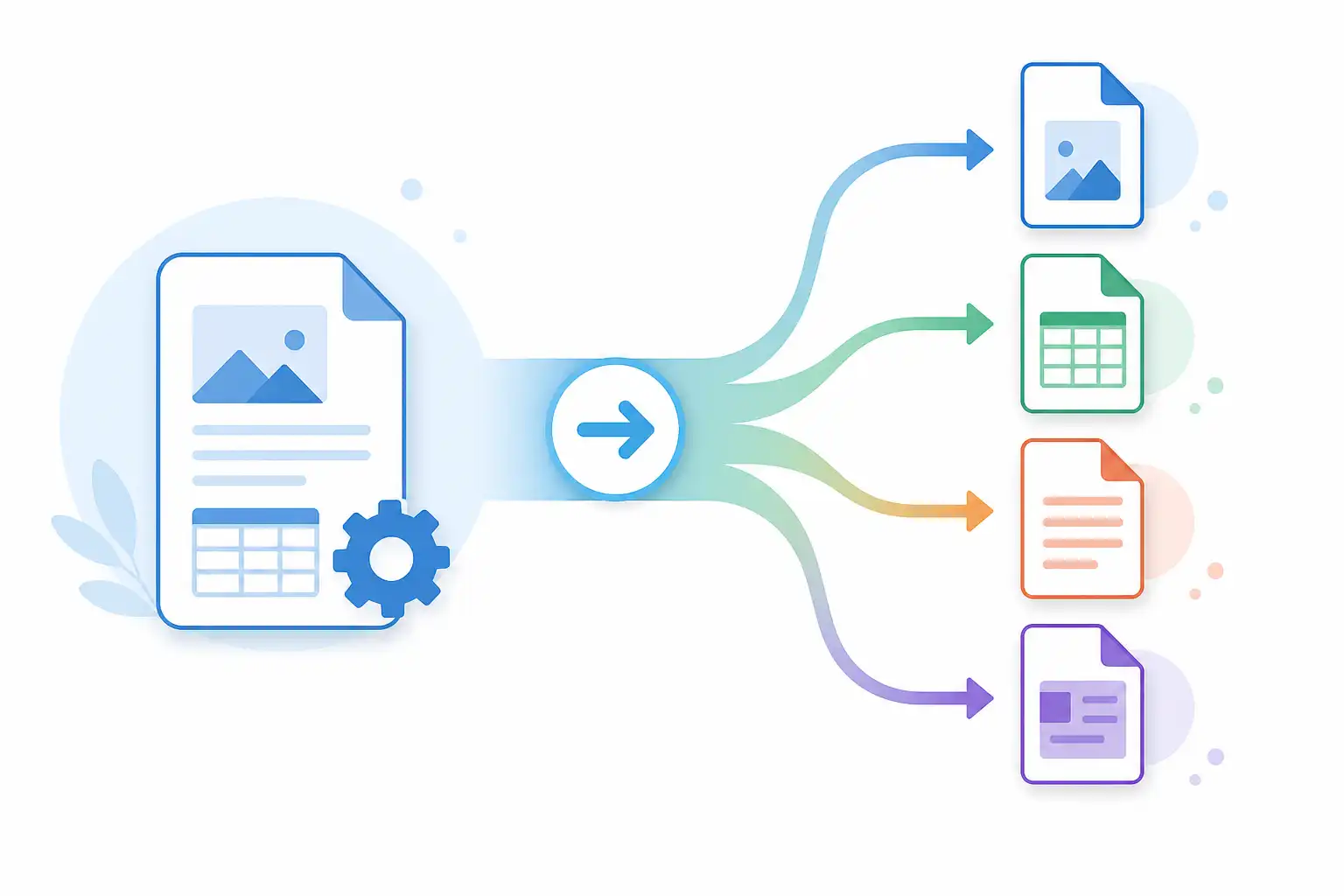 Infografik zu PDF in Word, Excel und PowerPoint umwandeln (KI-generiert)